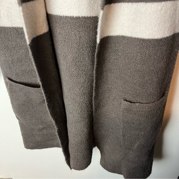 Lulus Cozy Caption Ivory Brown Long Oversized Open Cardigan Sweater Size S/M - Picture 4 of 5